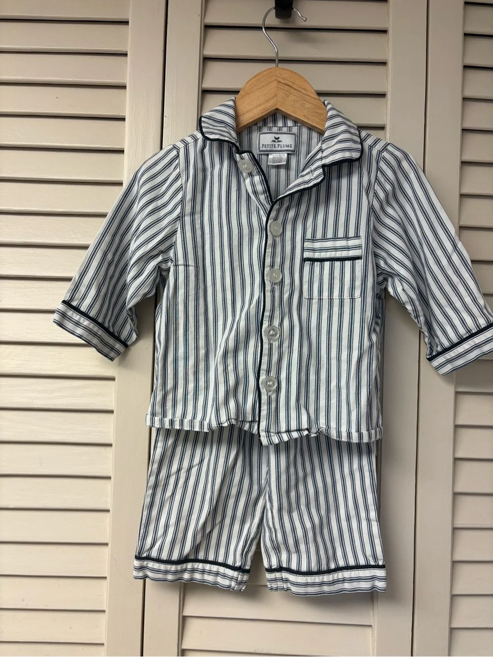 Blue Striped Cotton Kids Pajama Set
